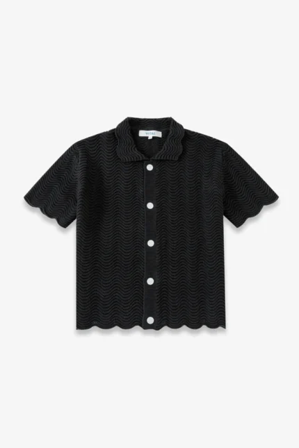 Yitai Black Shale Stitch Button Up