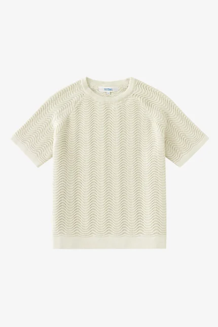 Yitai Ivory Shale Stitch T-Shirt