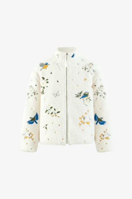 Yitai Botanical Embroidery Sherpa Fleece