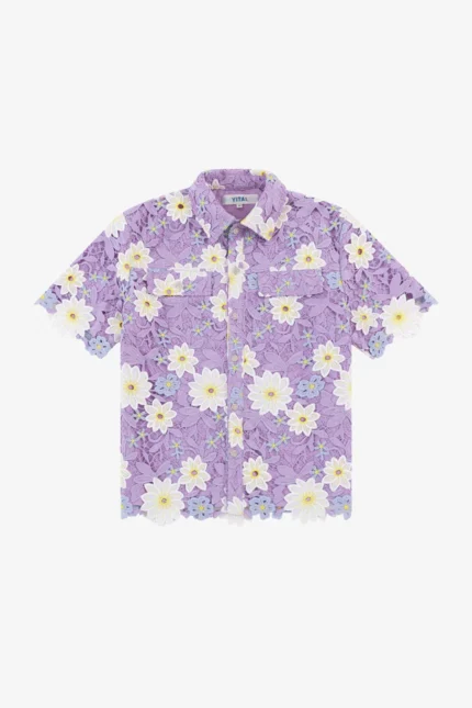 Yitai Lavender Guipure Button-Up