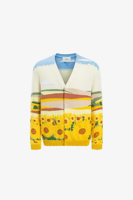 Yitai Intarsia Sunflower Cardigan