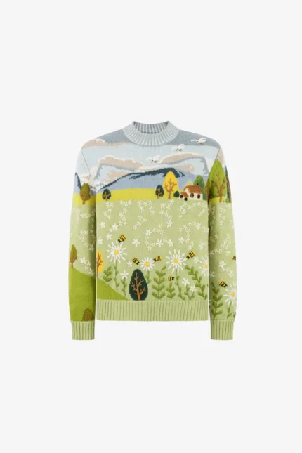 Yitai Summer Bloom Hand Embroidery Sweater